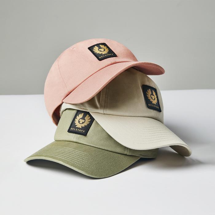 3 Belstaff caps stacked up